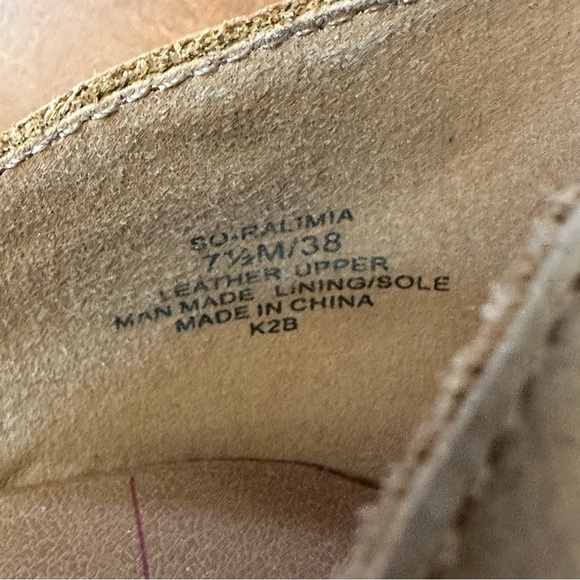 Sole Society Ralimia stacked heel leather slip on shoes in Topanga Tan 7.5 - Picture 11 of 11